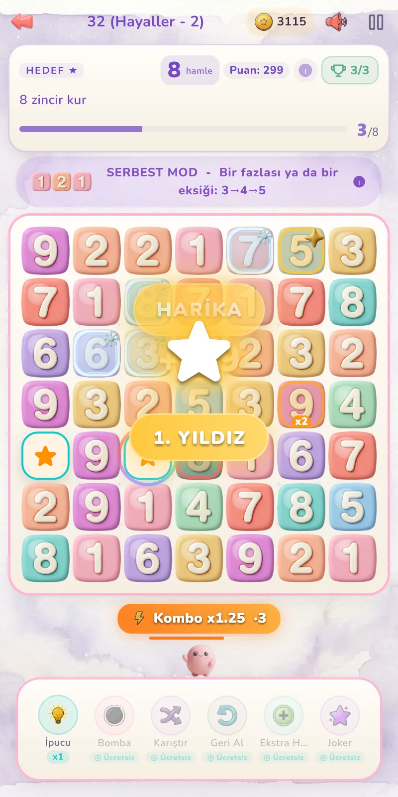 Bölüm sırasında kazanılan ilk yıldız